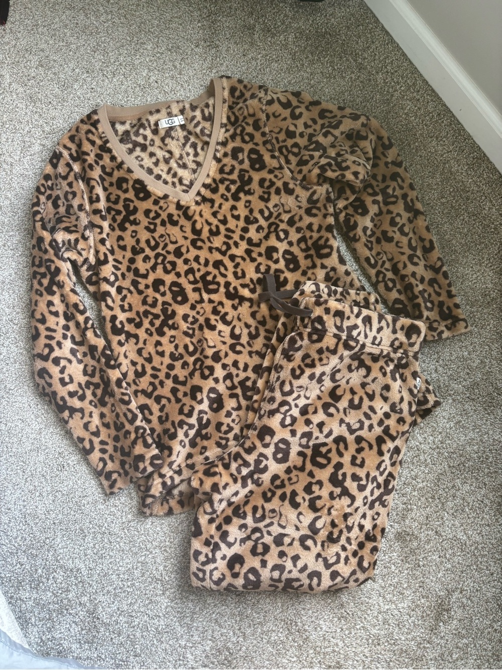 UGG Women’s Leopard-Print Pajama Set in Brown and Black